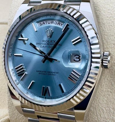 Rolex Day-date 40 228236 40mm Platinum Bracelet Ice Blue Roman Dial Unworn 2024