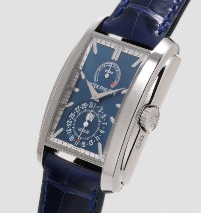 Patek Philippe Gondolo 8 Day Manual Wind Blue Dial 18k White Gold