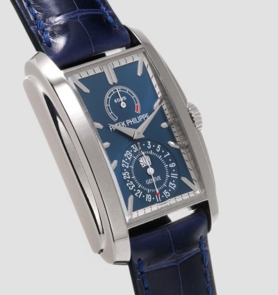 Patek Philippe Gondolo 8 Day Manual Wind Blue Dial 18k White Gold