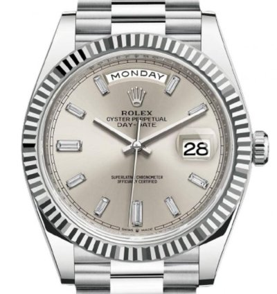 Rolex Day-date 40 228236 40mm Platinum Bracelet Silver Baguette Dial Unworn 2023