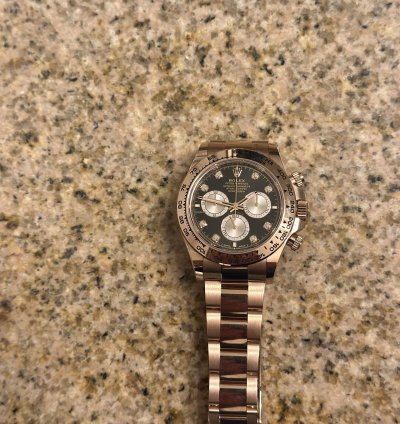 Rolex Daytona Black Dial Diamonds Rose Gold