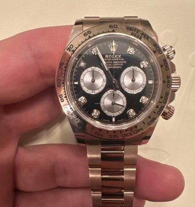 Rolex Daytona Black Dial Diamonds Rose Gold