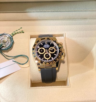 Rolex Daytona Black Dial Oysterflex Yellow Gold 40mm