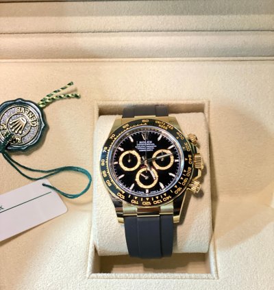 Rolex Daytona Black Dial Oysterflex Yellow Gold 40mm