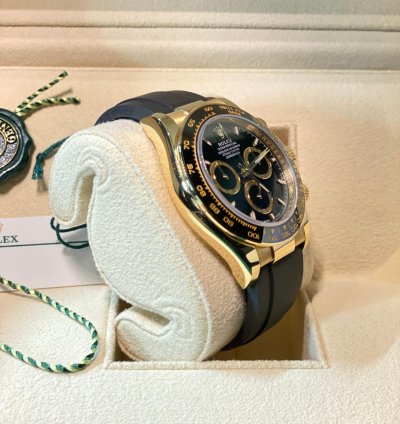 Rolex Daytona Black Dial Oysterflex Yellow Gold 40mm