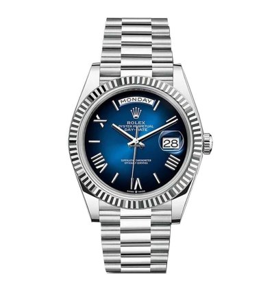 Rolex Day-date 40 228236 President Platinum Rare Blue Ombre Roman Dial 40 Mm