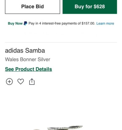New Sz 11 Wales Bonner Adidas Silver Samba