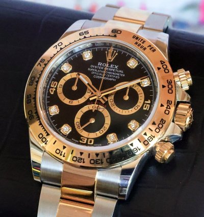 Rolex Daytona Black Diamond Dial 116503 2023 Unworn 40mm 18k Yellow Gold Steel Full Set