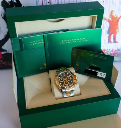 Rolex Daytona Black Diamond Dial 116503 2023 Unworn 40mm 18k Yellow Gold Steel Full Set
