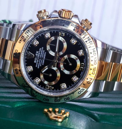 Rolex Daytona Black Diamond Dial 116503 2023 Unworn 40mm 18k Yellow Gold Steel Full Set