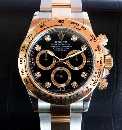 Rolex Daytona Black Diamond Dial 116503 2023 Unworn 40mm 18k Yellow Gold Steel Full Set