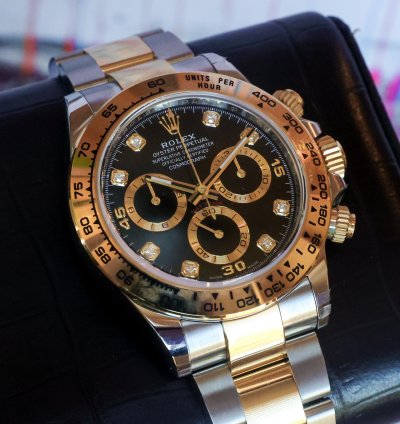Rolex Daytona Black Diamond Dial 116503 2023 Unworn 40mm 18k Yellow Gold Steel Full Set