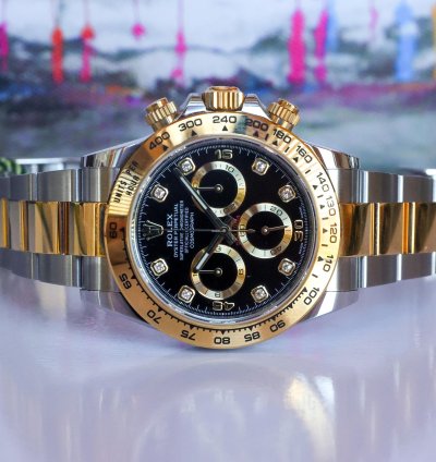 Rolex Daytona Black Diamond Dial 116503 2023 Unworn 40mm 18k Yellow Gold Steel Full Set