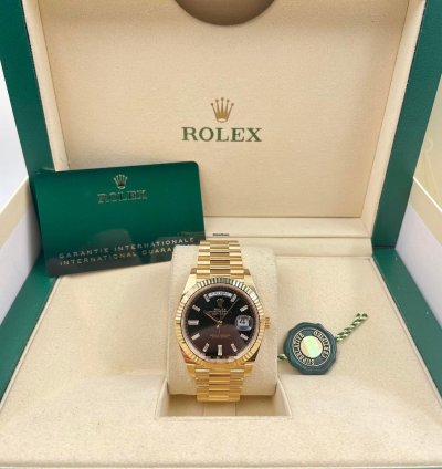 Rolex Day-date 40 228238 40mm Yellow Gold Black Baguette Dial Unworn 2023