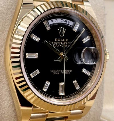 Rolex Day-date 40 228238 40mm Yellow Gold Black Baguette Dial Unworn 2023
