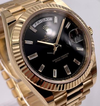 Rolex Day-date 40 228238 40mm Yellow Gold Black Baguette Dial Unworn 2023