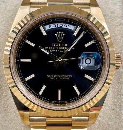 Rolex Day-date 40 228238 40mm Yellow Gold Black Index Dial Unworn 2023