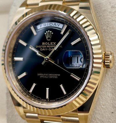 Rolex Day-date 40 228238 40mm Yellow Gold Black Index Dial Unworn 2023