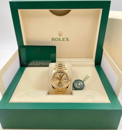 Rolex Day-date 40 228238 40mm Yellow Gold Champagne Baguette Dial Unworn 2023