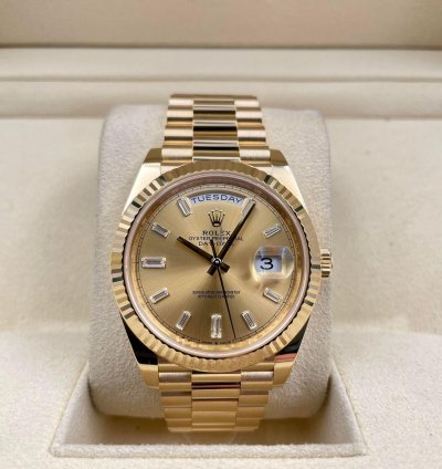 Rolex Day-date 40 228238 40mm Yellow Gold Champagne Baguette Dial Unworn 2023