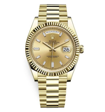 Rolex Day-date 40 228238 40mm Yellow Gold Champagne Baguette Dial Unworn 2023