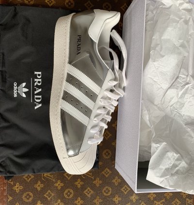 Prada Adidas Superstar In Metallic Silver