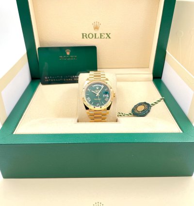Rolex Day-date 40 228238 40mm Yellow Gold Green Roman Dial Unworn 2024
