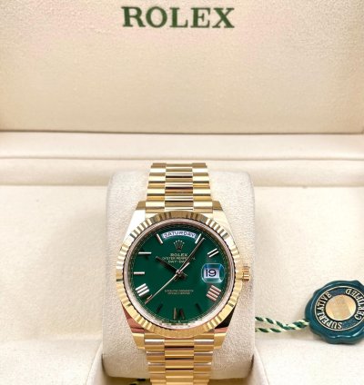Rolex Day-date 40 228238 40mm Yellow Gold Green Roman Dial Unworn 2024