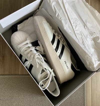 Prada Adidas White Black Superstar Sneakers