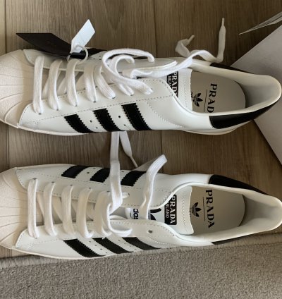 Prada Adidas White Black Superstar Sneakers