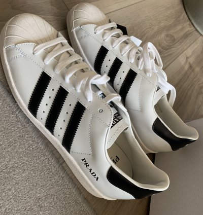 Prada Adidas White Black Superstar Sneakers