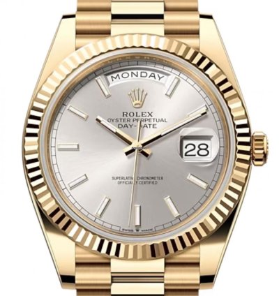 Rolex Day-date 40 228238 40mm Yellow Gold Silver Index Dial Unworn 2023