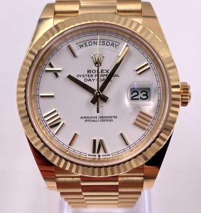 Rolex Day-date 40 228238 40mm Yellow Gold White Roman Dial Unworn 2023