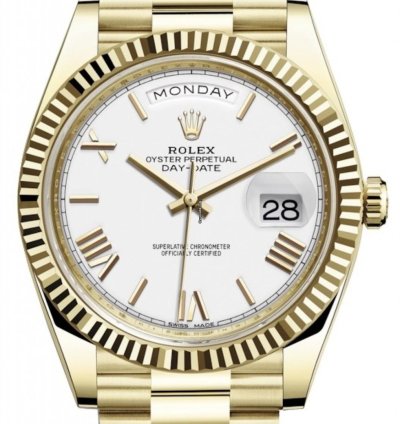 Rolex Day-date 40 228238 40mm Yellow Gold White Roman Dial Unworn 2023