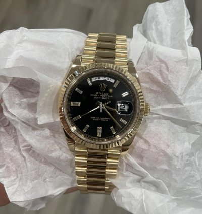 Rolex Day-date 40 228238 Black Baguette Diamond Dial Full Set
