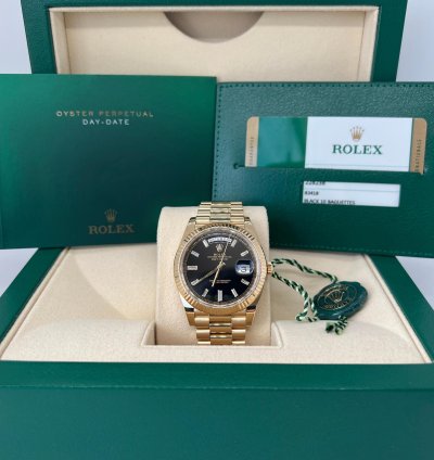 Rolex Day-date 40 228238 Black Baguette Diamond Dial Full Set