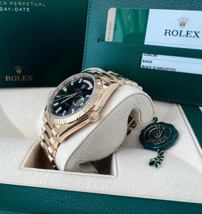 Rolex Day-date 40 228238 Black Baguette Diamond Dial Full Set