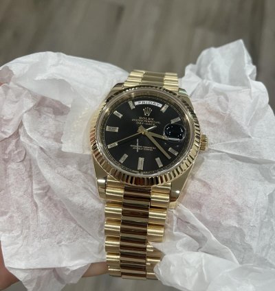 Rolex Day-date 40 228238 Black Baguette Diamond Dial Full Set
