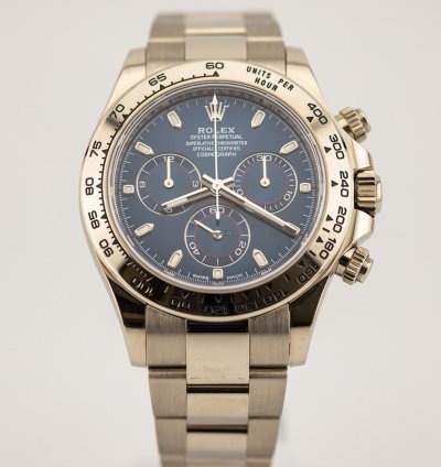 Rolex Daytona Blue Dial 2022 White Gold Box Papers