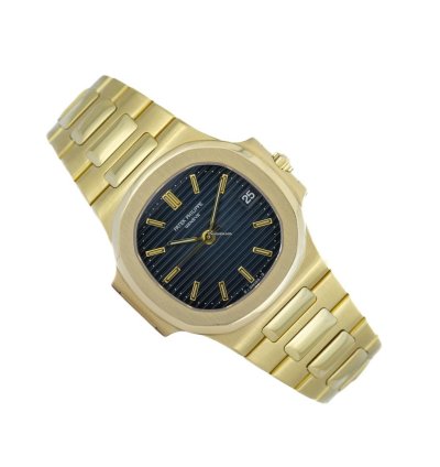 Patek Philippe Nautilus 18ct Yellowgold Blue Dial Ref 3800 001