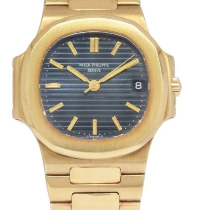 Patek Philippe Nautilus 18k Yellow Gold Blue Dial Mens 37 5mm Watch 3800 001