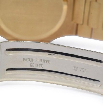 Patek Philippe Nautilus 18k Yellow Gold Blue Dial Mens 37 5mm Watch 3800 001
