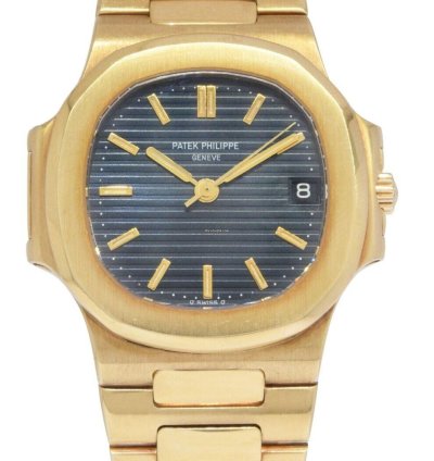 Patek Philippe Nautilus 18k Yellow Gold Blue Dial Mens 37 5mm Watch 3800 001