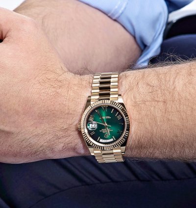 Rolex Day-date 40 228238 Yellow Gold Green Ombre Roman Numeral Dial