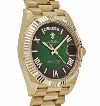 Rolex Day-date 40 228238 Yellow Gold Green Ombre Roman Numeral Dial