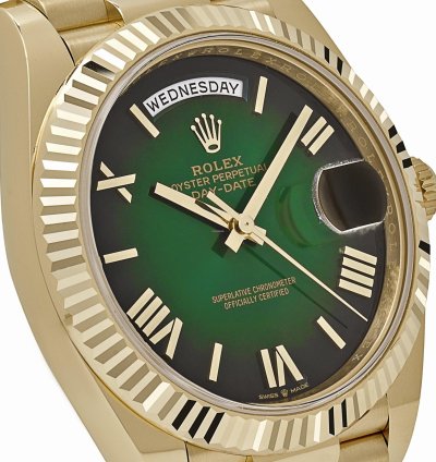 Rolex Day-date 40 228238 Yellow Gold Green Ombre Roman Numeral Dial