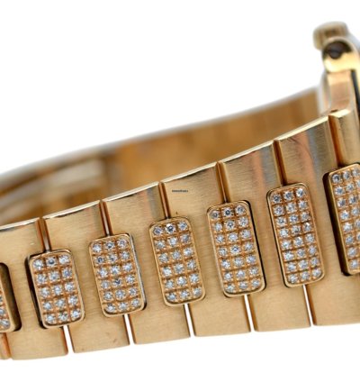 Patek Philippe Nautilus 37 5mm Yellow Gold Diamond Paved Vintage 1983 Ref 3800 5
