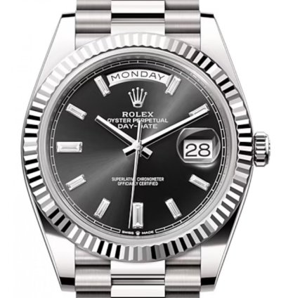 Rolex Day-date 40 228239 40mm White Gold Black Baguette Dial Unworn 2023