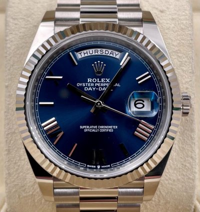 Rolex Day-date 40 228239 40mm White Gold Blue Roman Dial Unworn 2023