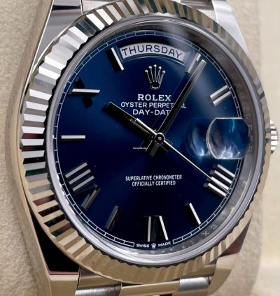 Rolex Day-date 40 228239 40mm White Gold Blue Roman Dial Unworn 2023